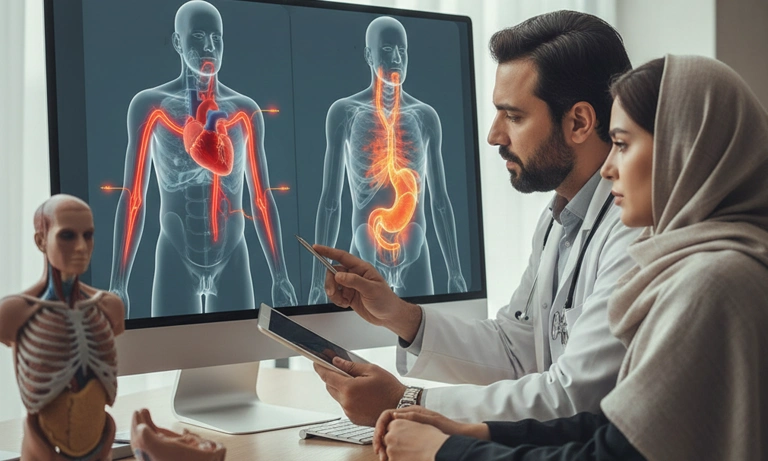 بررسی تفاوت های درد قلب و معده