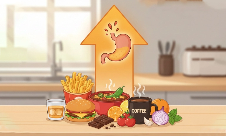 چه چیزهایی اسید معده را زیاد می‌کند؟