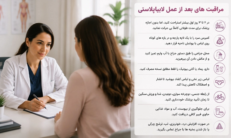 مراقبت های بعد از عمل لابیاپلاستی